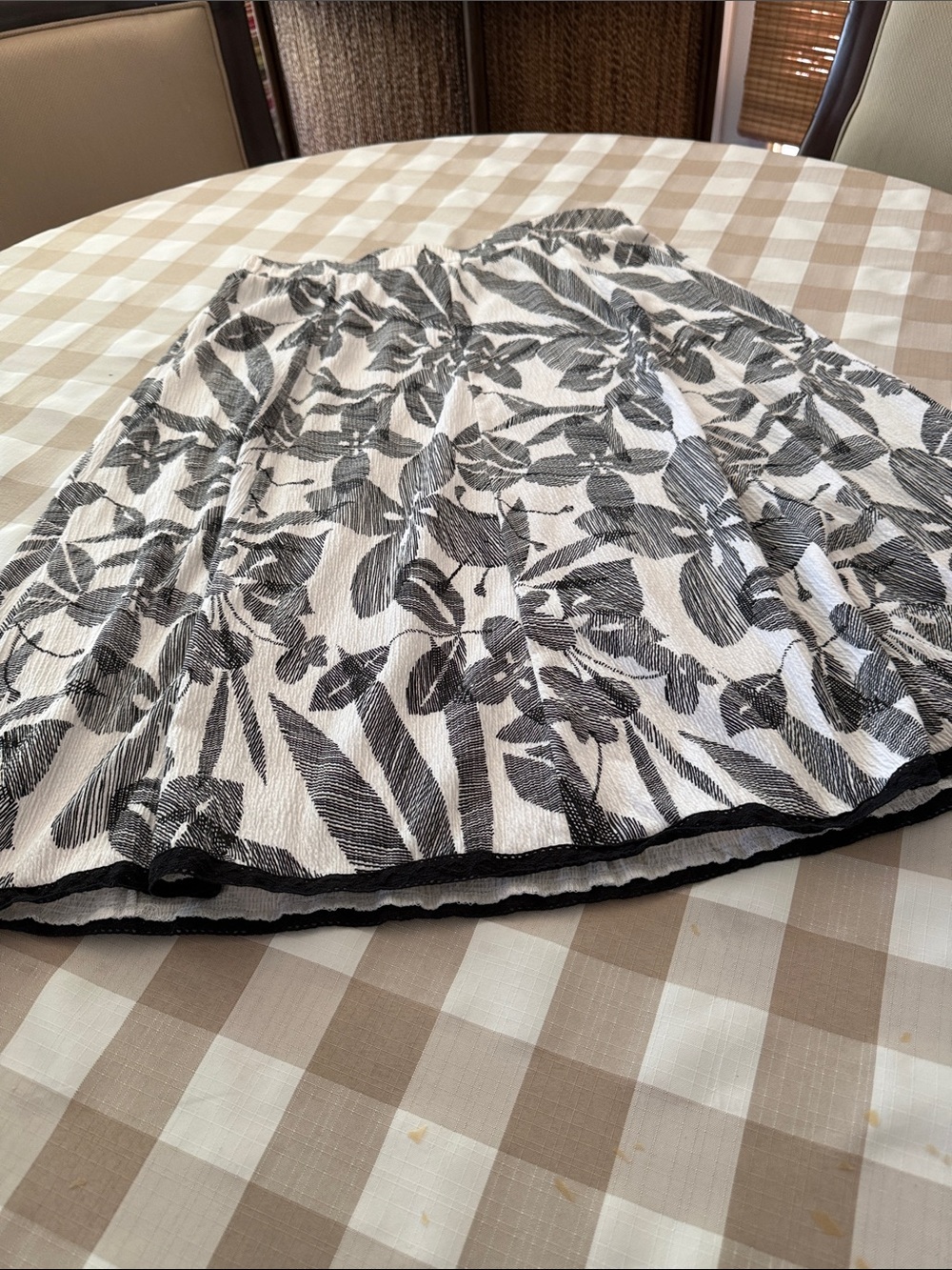 Requirements Black and White Floral A-Line Skirt